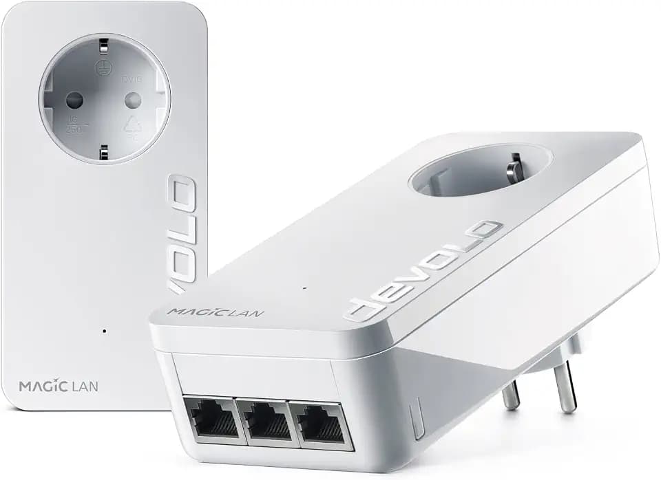 devolo Magic 2 Triple Starter Kit, Powerline Adapter, bis zu 2.400 Mbit/s, 3x Gigabit-Anschlüsse, ideal für Gaming, dLAN 2.0, Weiß