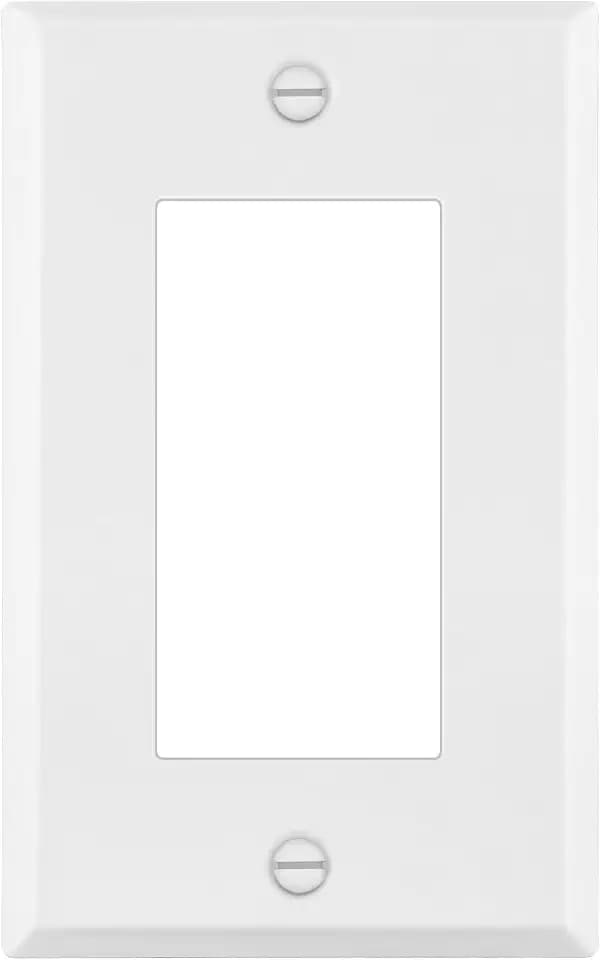 ENERLITES Decorator Switch or Outlet Metal Wall Plate, 1-Gang, White Matte