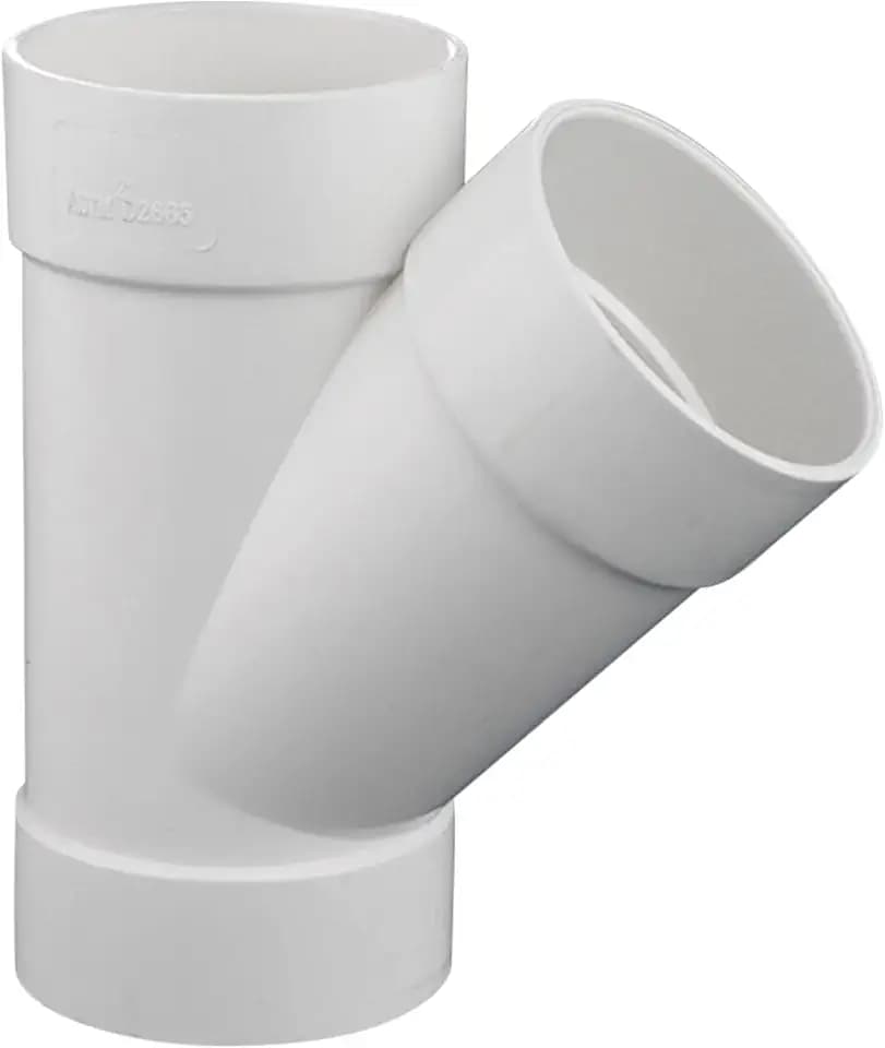 3" PVC 45 Degree Wye DWV Sanitary Y-TEE Street Drain Waste white