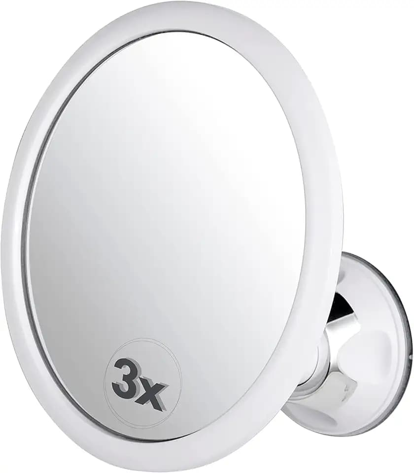 MIRRORVANA 3X Magnifying Shower Mirror for Fogless Shaving, 6.7" Diameter
