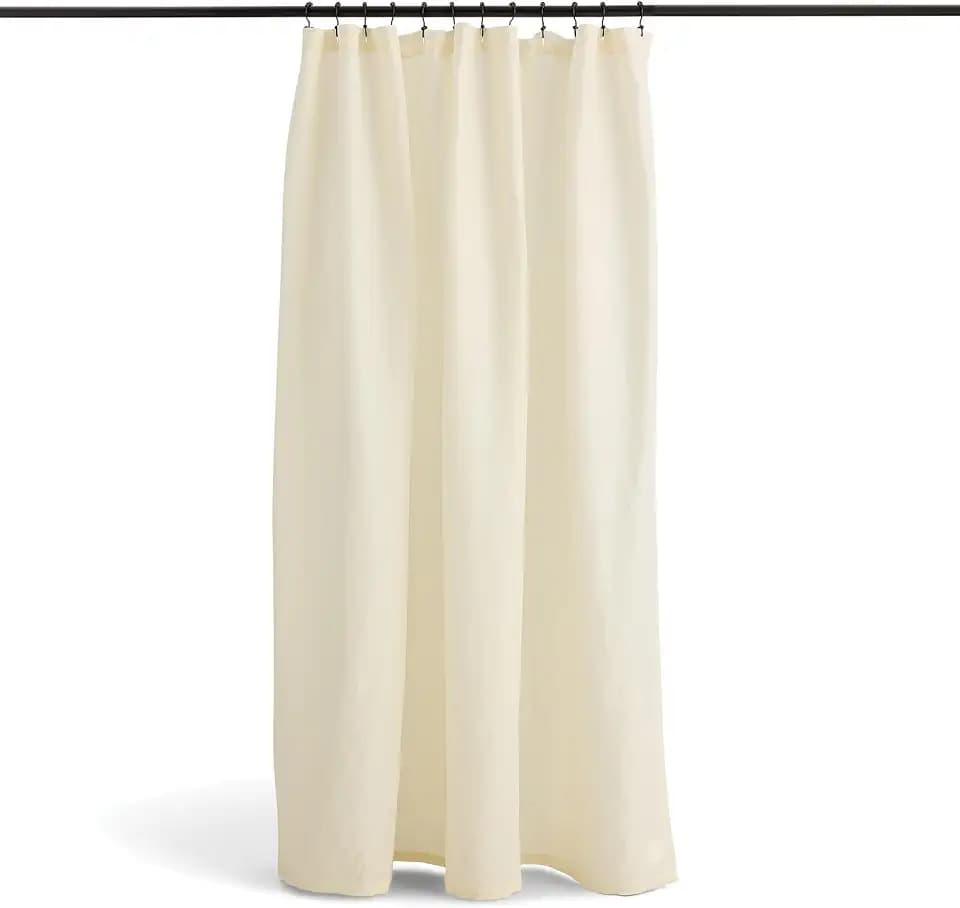 Preston Lane Stonebrigdge Linen Cotton Shower Curtain, 72x72 in, Alabaster