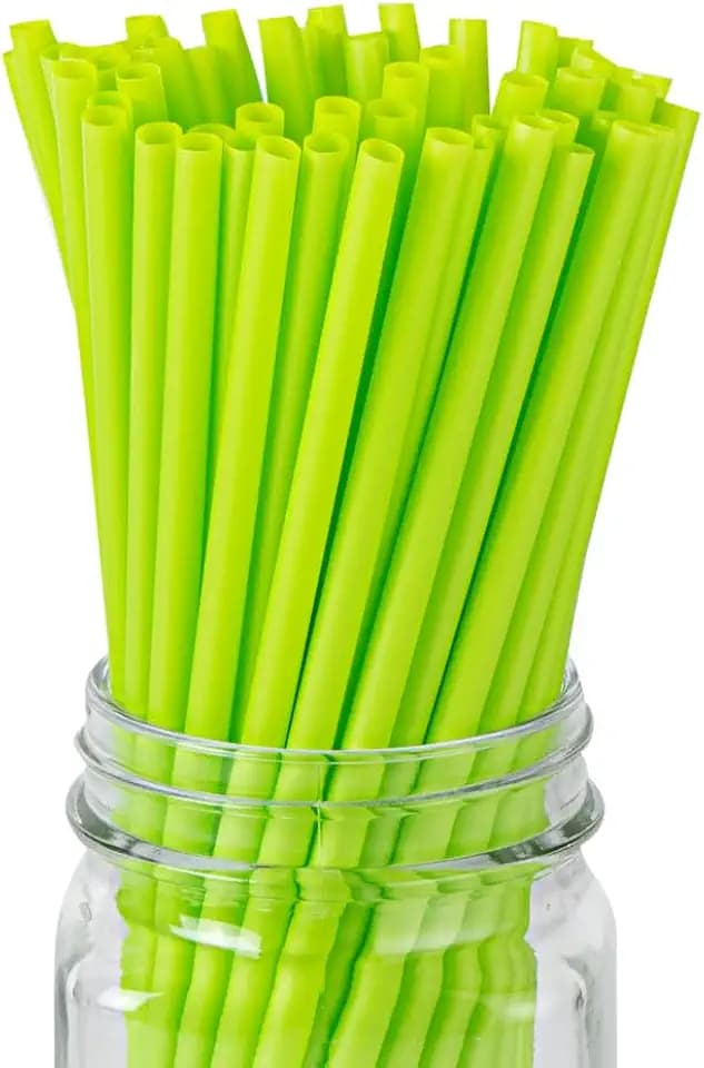 Restaurantware-Basic Nature 8.3 Inch Disposable Straws, 100 Sustainable Straws - Sturdy, Won't Alter Flavors, Green PLA / PBAT Straw, For Hot And Cold Drinks