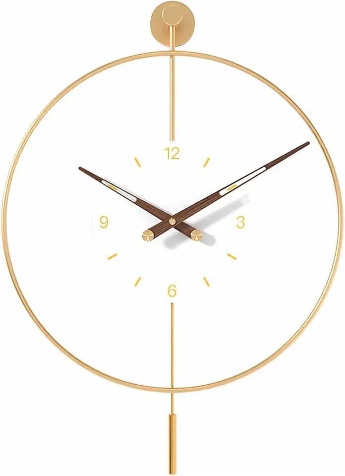 SHISEDECO Classical Large Modern Metal Frame Pendulum Wall Clock Gold 24"