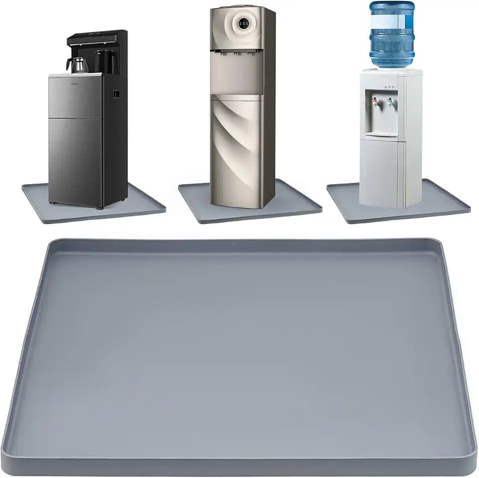 Water Cooler Drip Pan, Prevent Water Leakage and Protect Floor & Carpet, 19.7''x19.7'' Under Water Cooler Mat, Non-Slip Leak-Proof Silicone Mat with Raised Edge, for Under Most Water Cooler Dispenser