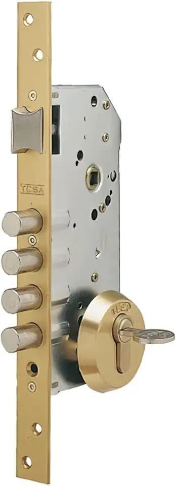 TESA R100B566E Einpunkt-Sicherheitsschloss, emaillierter/verchromter Stahl, Zylinder 30 x 30 mm, für Holztüren