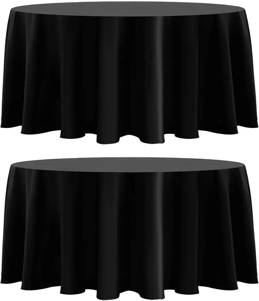2 Pack Black Round Tablecloths 108 Inch for Dining Tables