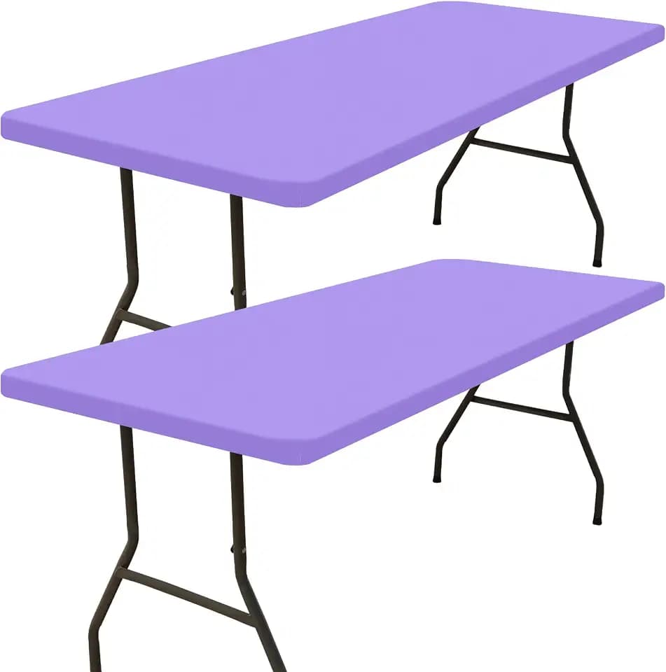 Smiry 2 Pack Rectangle Picnic Table Cloth, Waterproof Elastic Fitted Tablecloths, Washable Polyester Rectangular Patio Table Cover for Camping, Indoor and Outdoor (Lavender, 30"x96")