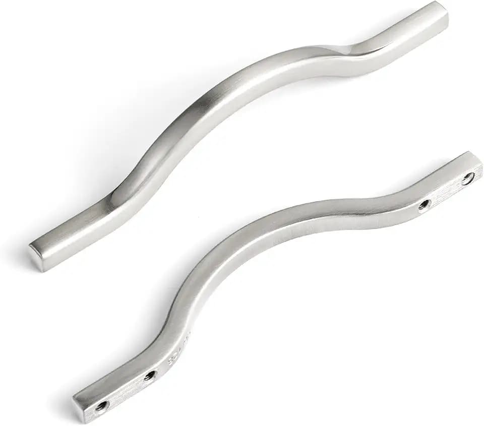 Goo-Ki Low Profile Satin Nickel Cabinet Pulls, Double Hole Centers (3.8''/5'') Zinc Alloy Handle for Drawer Cupboard Wardrobe,6 Packed…