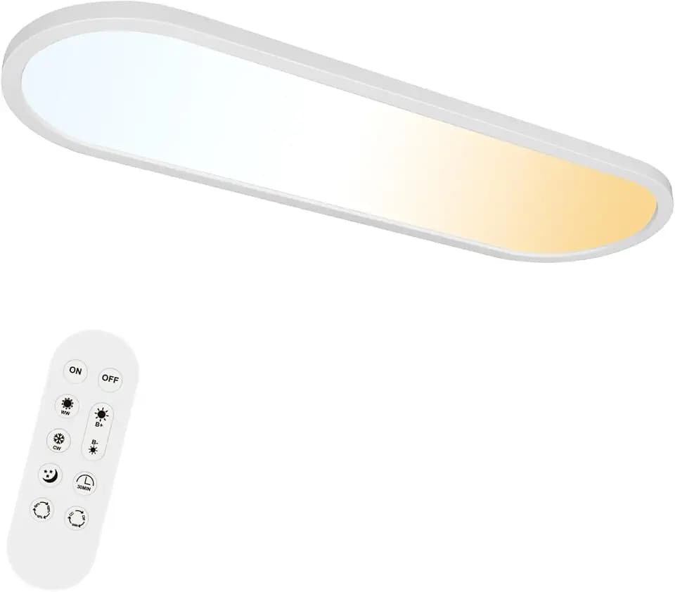 ONDTA LED Panel Deckenleuchte 22W, 60x20CM 2700K-6500K 3000LM, Oval