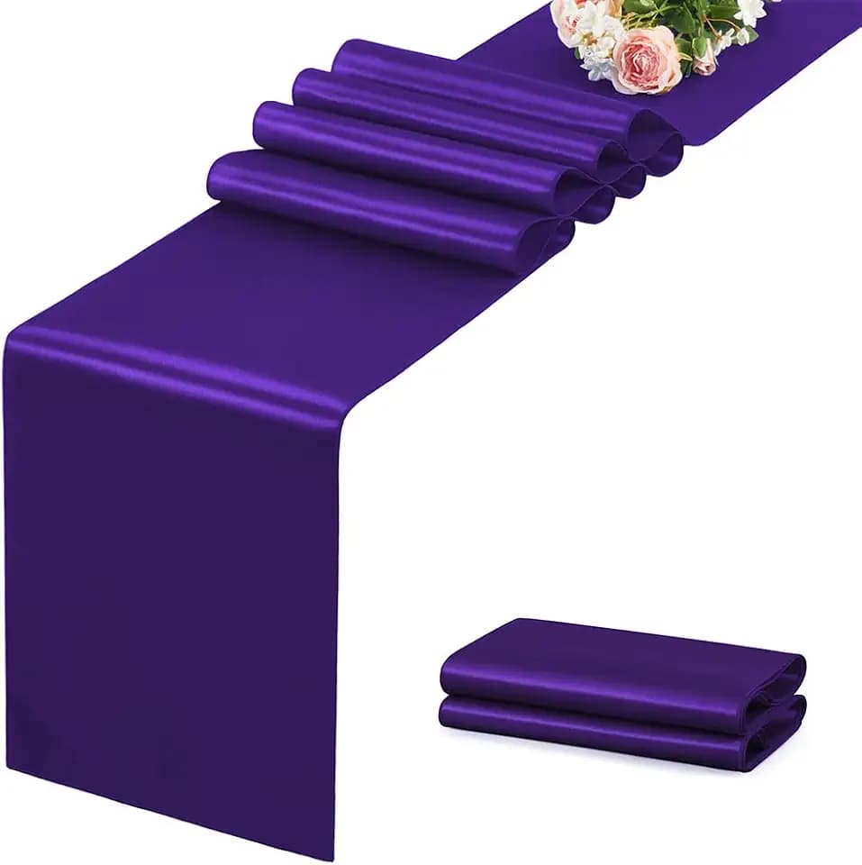Purple Satin Table Runner, 12x108 Inches, 12 Pack