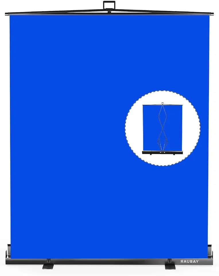 【Einfacher Aufbau】 RAUBAY 152x210cm zusammenklappbarer Blau Blue Screen