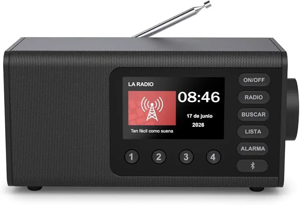 Hama | Digitales DAB/DAB+ und FM Radio mit Bluetooth. (Tischradio mit Farbdisplay, kabelloser Lautsprecher für Musik, Radiowecker mit 30 Voreinstellungen) Schwarz.