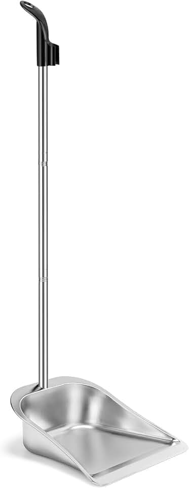 Dust Pans with Long Handle - 35”Heavy Duty Metal Upright Stand Up Dustpan