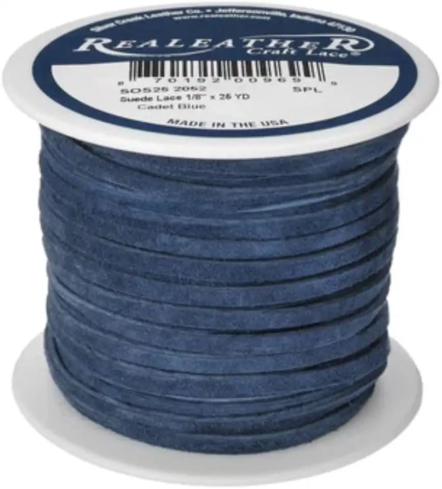 Silver Creek Leather Co Realeather SOS25-2052 Suede Leather Lace for Crafts and Jewelry Making, 0.125" x 25', Cadet Blue, 1-Spool