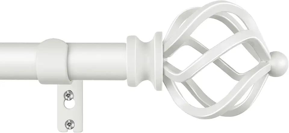 KAMANINA White Curtain Rods for Windows 48 to 84 Inch, Long Adjustable Rod