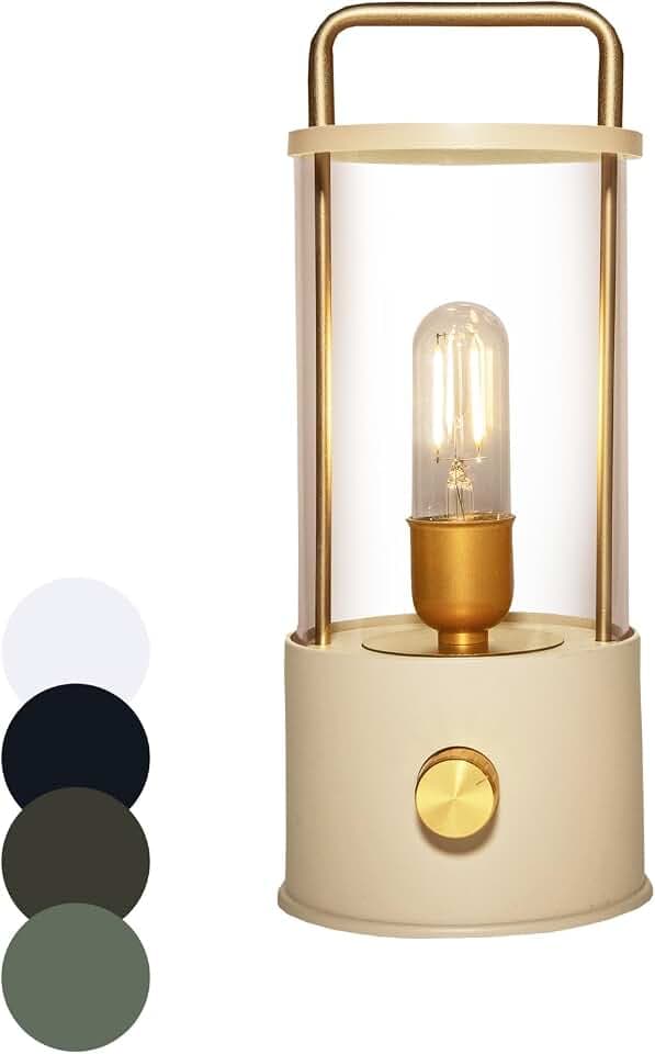 Coen Bakker LED Laterne Tischlampe dimmbar IP44 Lampe USB Warmweiß für Innen & Außen 15x11 cm Tischleuchte, Farbe:Sand