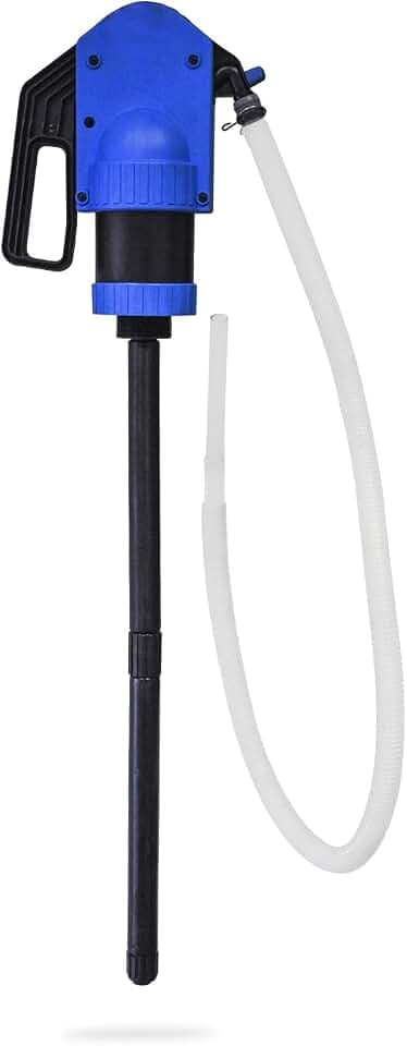 Universal – Handpumpe – ideal für Kraftstoffe, Schmierstoffe, Wasser und mehr – Durchflussmenge 0,50 l/Pumpstoss – Anpassung 50 mm – 3 Teleskopaufsätze enthalten – 39,6 x 23 x 14,7 cm