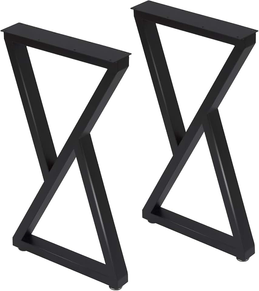 Taelakeni 36 Inch Metal Bar Table Legs, Heavy Duty Dinning Table Leg with Adjustment Feet Pads, Set of 2, Double Triangle