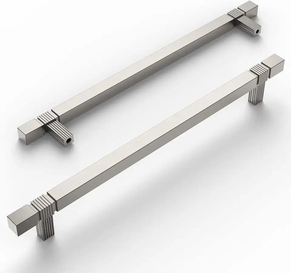 Amerdeco 10 Pack Brushed Satin Nickel Kitchen Cabinet Pulls 7-1/2 Inch Hole Centers Cabinet Hardware Kitchen Handles for Cabinets Cupboard Handles Drawer Pulls T Bar ZH0021