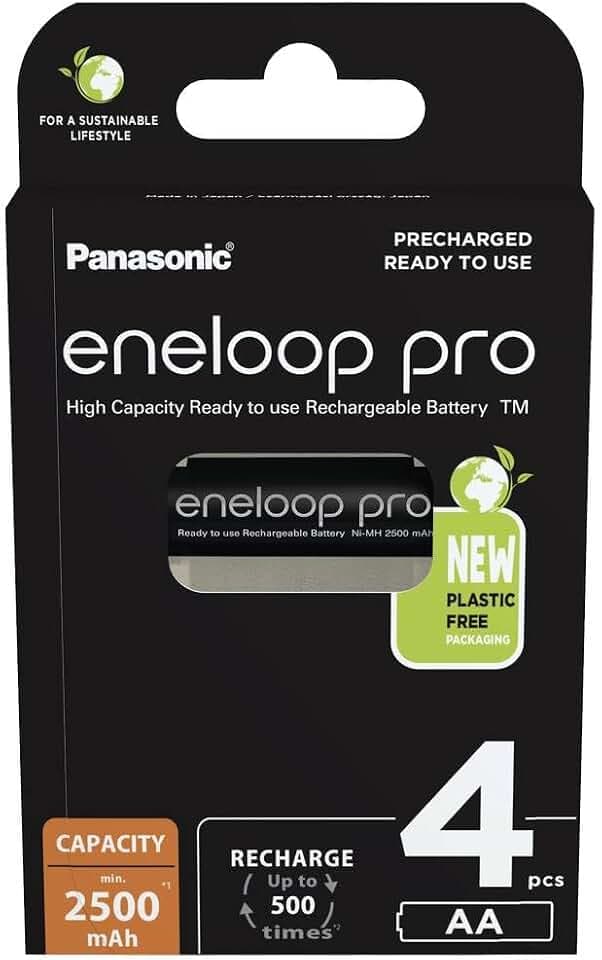 eneloop pro - AA Akkus Wiederaufladbar (4 Stück) - 2500 mAh NiMH Batterien
