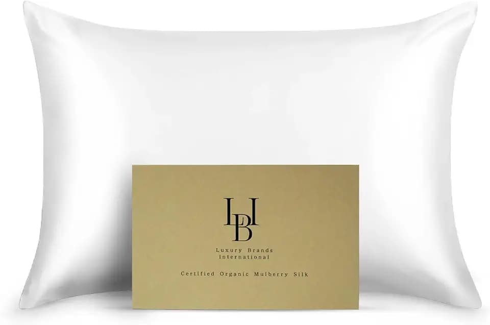 Pure Organic Silk Pillowcase Certified Organic 100% Pure Mulberry Silk Pillowcase 25 Momme Pillowcase (Ivory, Standard (Pack of 1)