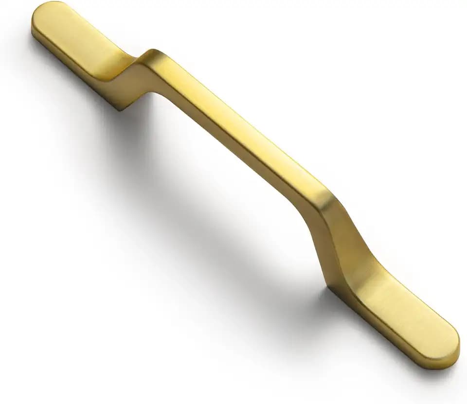 Goo-Ki 6 Pack Brushed Brass Cabinet Handles Drawer Pulls - 3" c-c Modern Bar Cabinet Pulls Dresser Handles Kitchen Zinc Alloy Cabinet Hardware