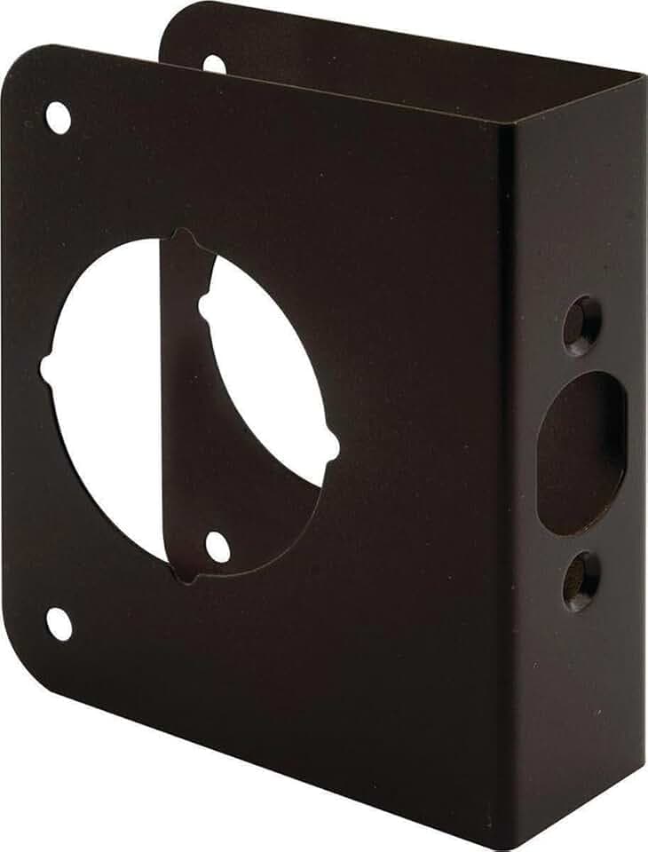 Prime-Line U 10745 Brass Lock and Door Reinforcement Plate for 1-3/4 In. Thick Doors, Bronze Finish (Single Pack)