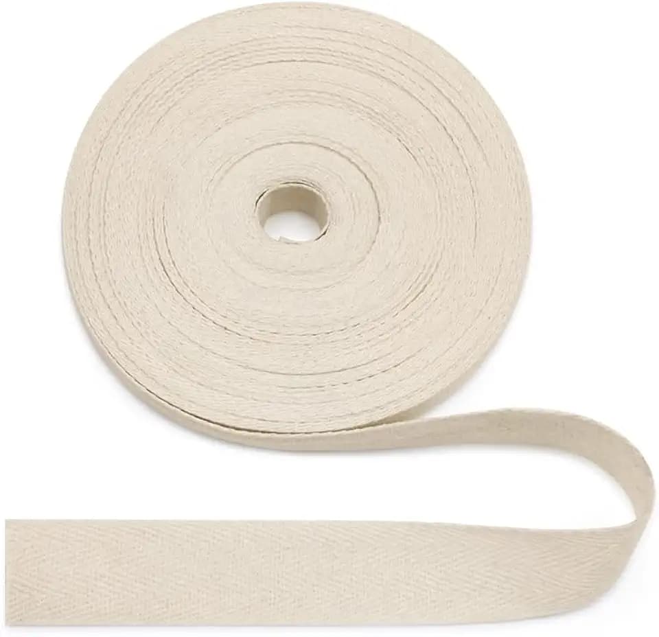 SEMINI 100% Natural Cotton Beige Twill Tape 10 Yards 1'' Herringbone Webbing Ribbon for Edge Binding Sewing Dressmaking Craft (Twill Beige, 1'' 10yards)