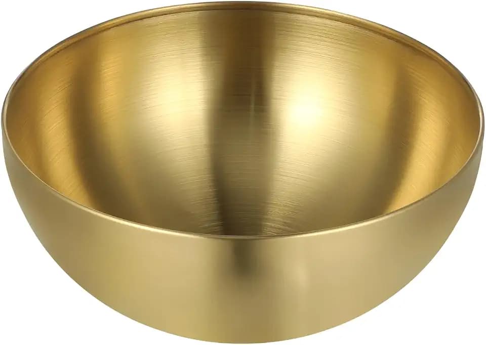 CALLARON 50 oz Gold Salad Bowl - Stainless Steel Mixing Bowls, 7.8 inch Kitchen Serving Bowl, Nesting Large Soup Bowl, Metal Cereal Bowl, for Cooking, Baking, Salad Prep, Dishwasher Safe