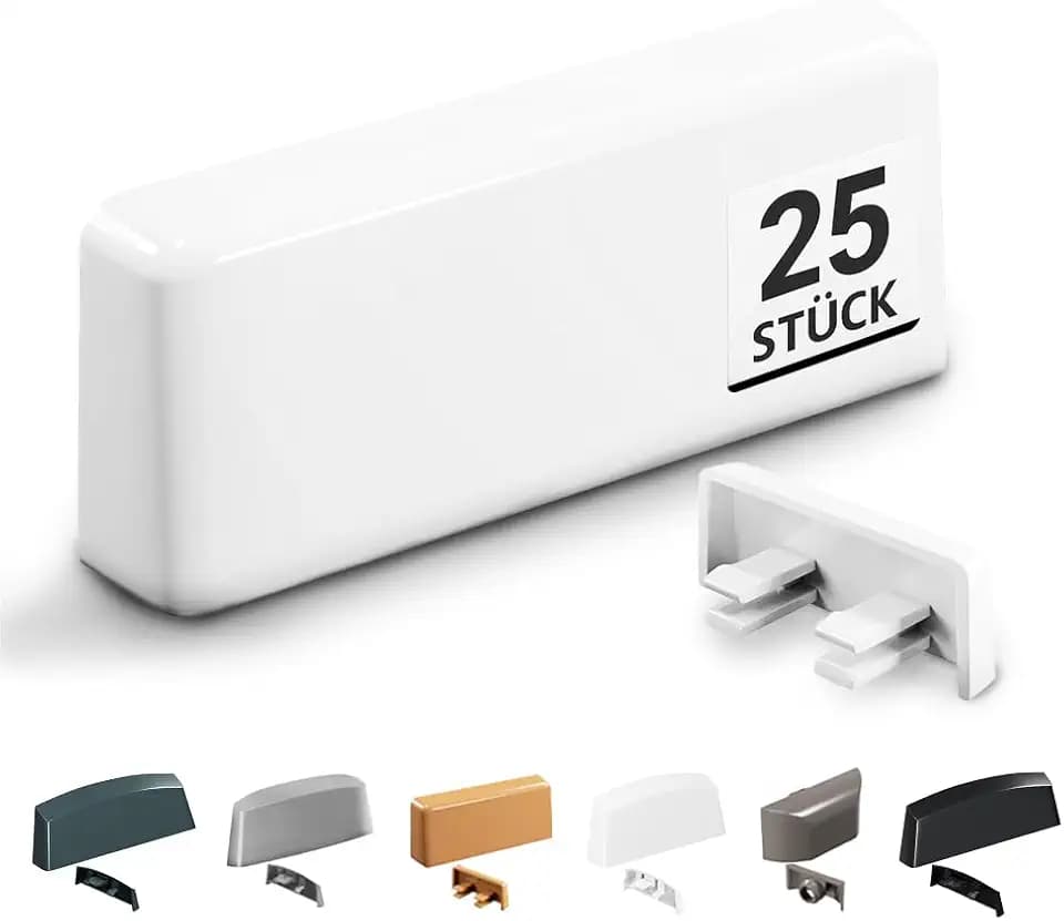 VOOXA 25St Wasserschlitzkappen für Schlitzfräsungen 20-34x5mm Weiß RAL9016
