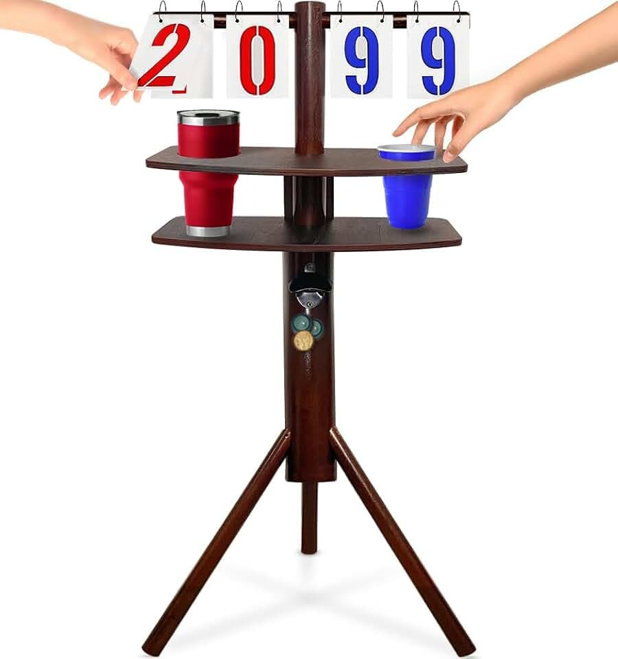 Swooc Games® – Cornhole Score Keeper & Other Yard Games – Weather Resistant – Cornhole Scoreboard with Drink Holder & Bottle Opener & Magnetic Cap Catch – Cornhole Accessories – Corn Hole Score Boards