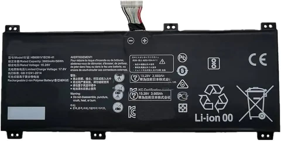 Ersatz Laptop Batterie für Huawei HB6081V1ECW-41, HB6081V1ECW-41B | Inklusive Stereo Earphone