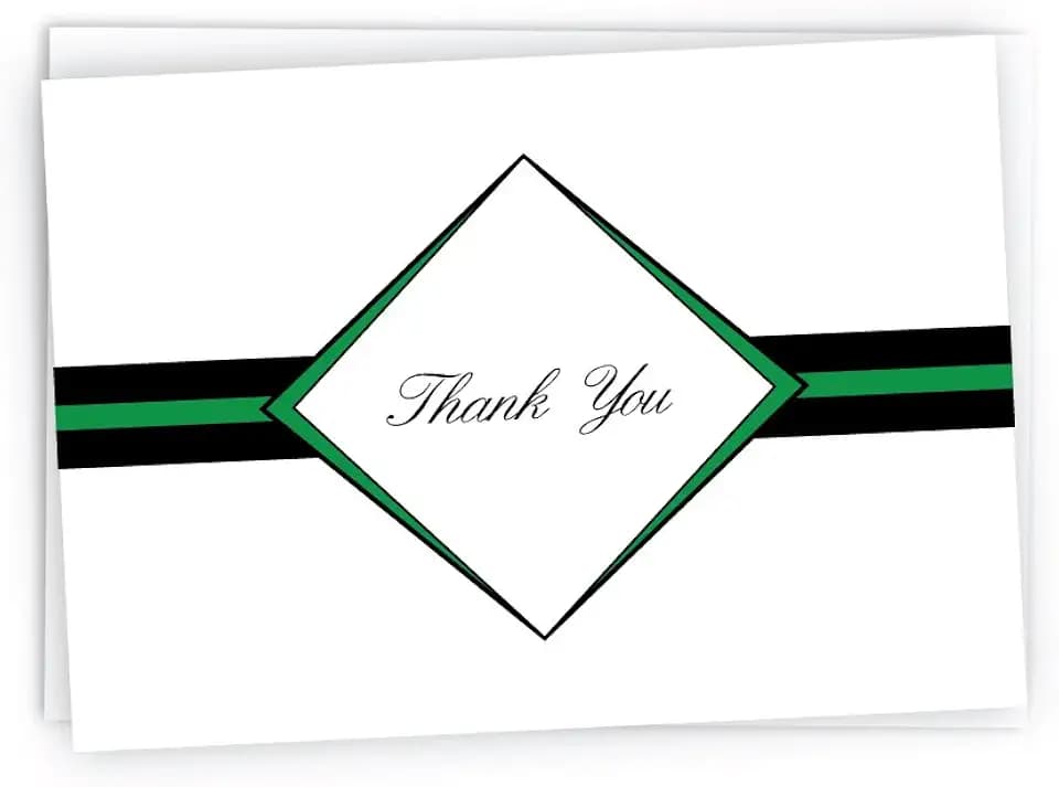 Diamond Thank You Cards - 48 Cards & Envelopes (Green)