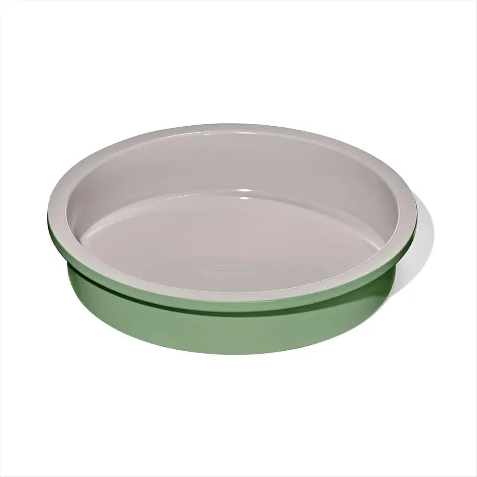 OXO Good Grips Non-Stick Pro Ceramic Coated Metal Bakeware Cake Pan — 9 in Round — Basil, Round Baking Pan for Layered Cakes