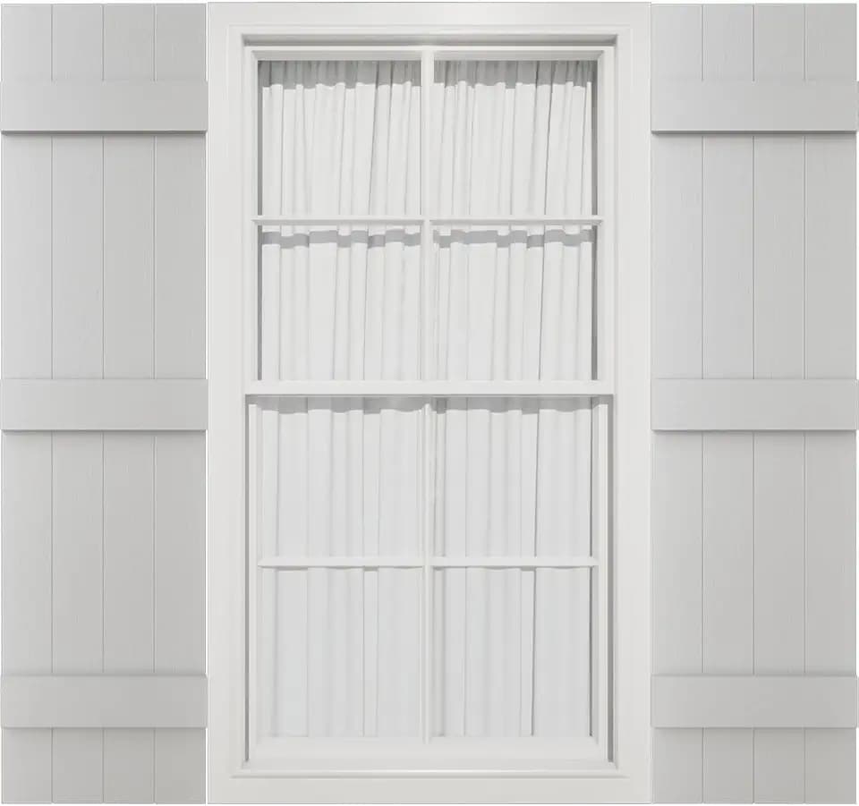 Mid America 00031463001 Standard Size Four Board Joined Vinyl Shutters, w/Installation Shutter-Lok's & Matching Screws (Per Pair), 001, 14'W x 63'H, White