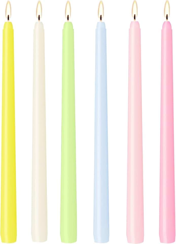 6PCS Candy-Color Handmade Taper Candles - 12 Inch Pastel Unscented Smokeless Tapered Candlesticks for Wedding Anniversary Home Decoration Baby Shower