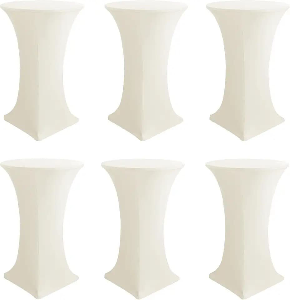 Cocktail Table Covers-Spandex Round High Top Table Cloths Party Cream