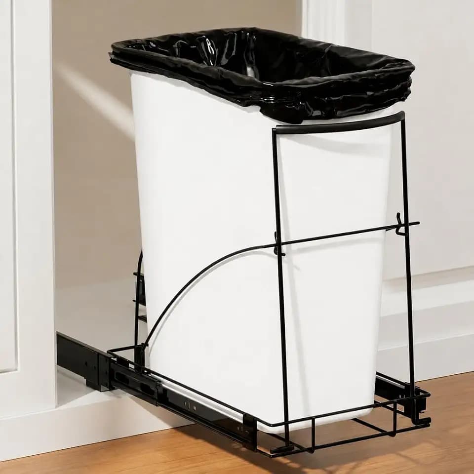 Pull Out Trash Can Under Cabinet, Heavy Duty Under Sink Organizer, Black