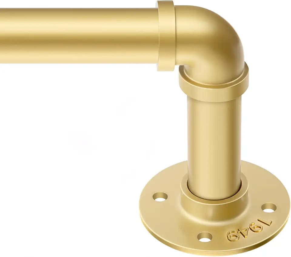 Zeerobee Curtain Rods 32-72 Inch, 1 Inch Industrial Gold Curtain Rod