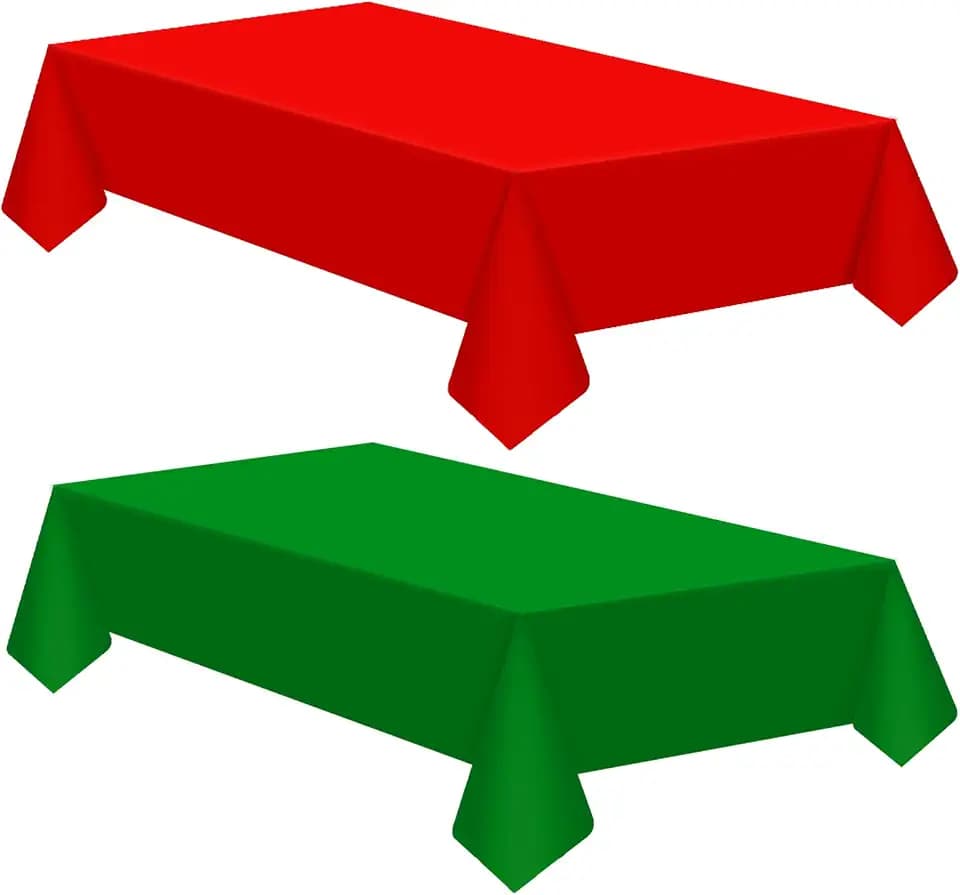 Patelai 6 Pcs Christmas Disposable Plastic Tablecloth for Rectangle Tables 54 x 108 Inch Waterproof Table Cover for Christmas Parties and Decorations (Red,Dark Green)