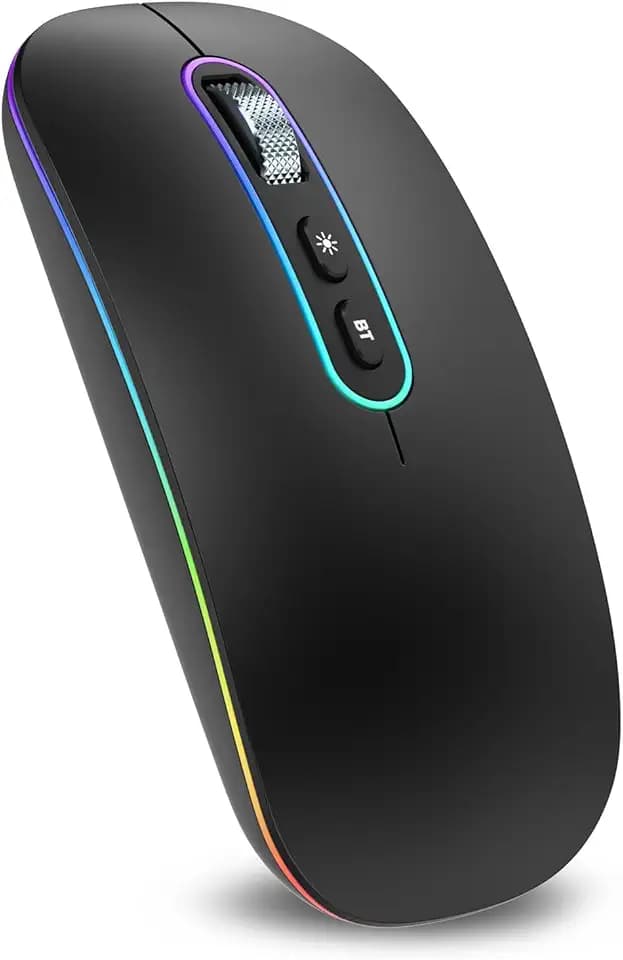 cimetech Bluetooth Maus 5.1+2.4G Dual LED Aufladbar Leise Slim für Mac/PC