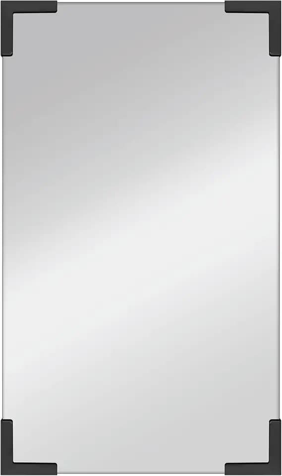 MCS Metal Corner Frameless Mirror, 20x34, Black, for Bathroom & Bedroom
