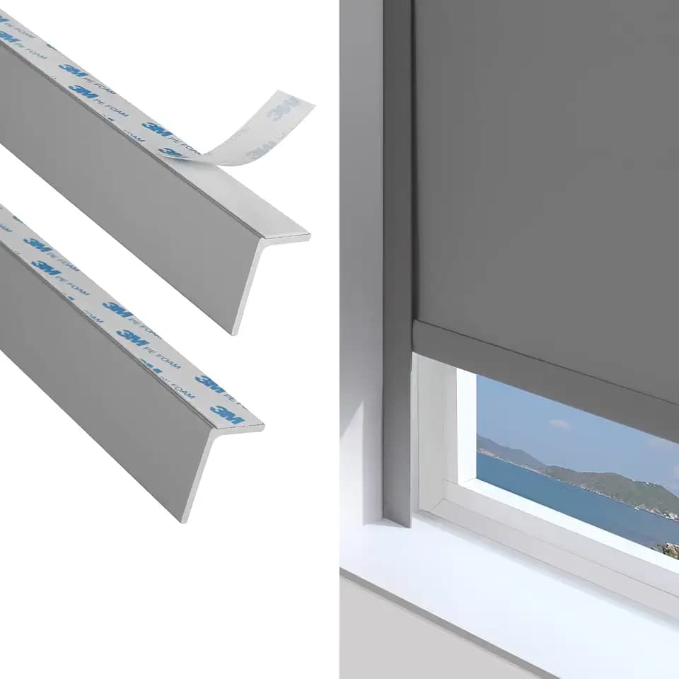 ZSTARR PVC Light Gap Blockers for Window Shades Grey 58" 2Pcs