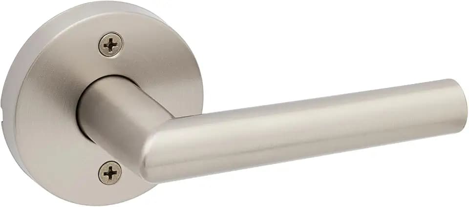Kwikset Milan Dummy Door Handle, Single Sided Lever for Closets, French Double Doors, and Pantry, Satin Nickel Non-Turning Reversible Interior Push/Pull Lever