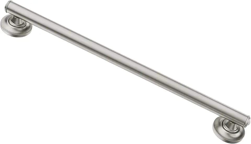 Moen LR8724D1GBN Home Care Safety 24-Inch Designer Bathroom Grab Bar with Curled Grip, 24 Inch, Brushed Nickel