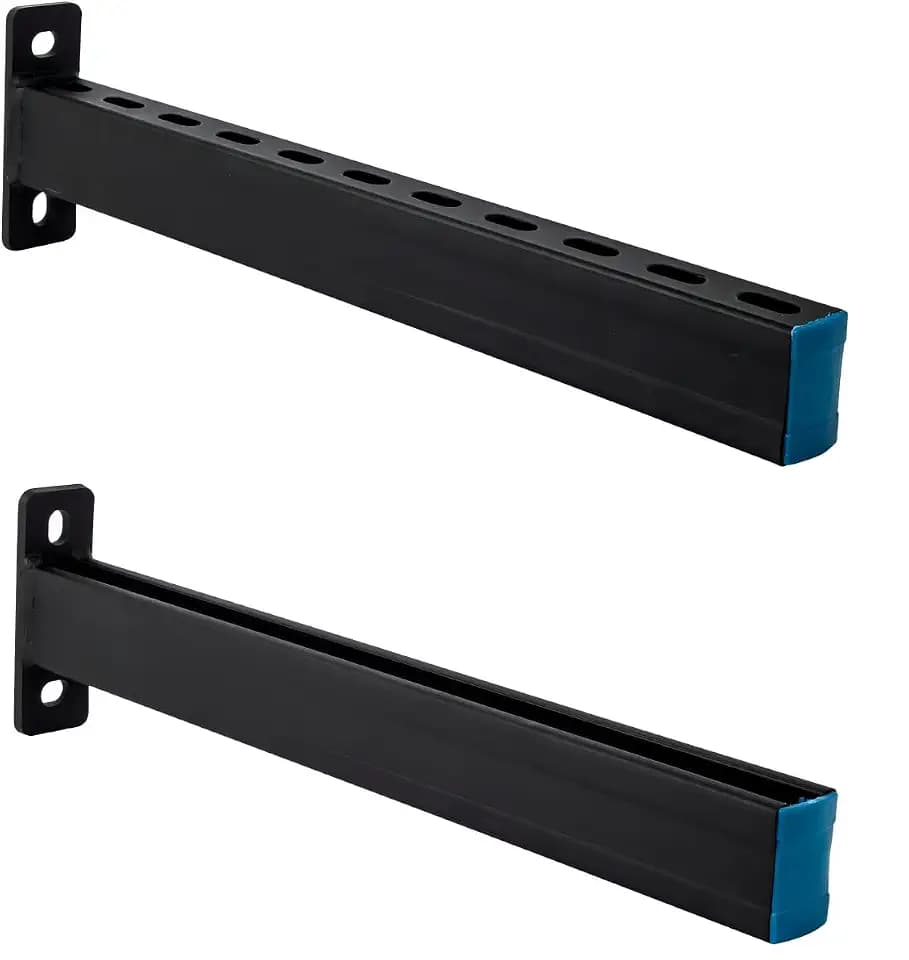 2 Pack Steel Shelf Bracket,Black Powder-Coating,Display Bracket,DIY Projects,Metal Strut Channel, Slotted,Pipe Suppor,22 in Length .