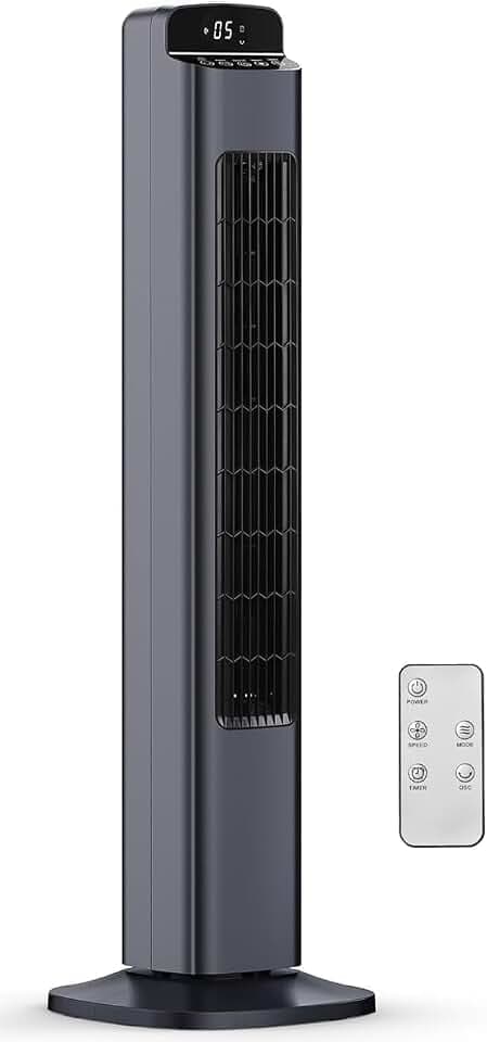 COWSAR 36" Quiet Tower Fan with Remote, Cooling Tower Fan for Bedroom Grey