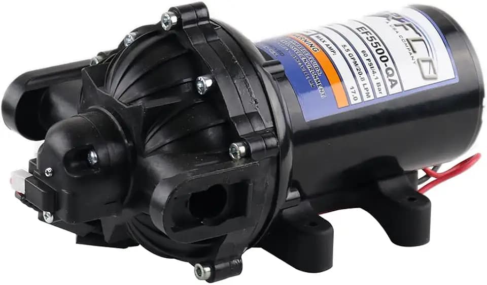Everflo 12V On-Demand Diaphragm Sprayer Pump - 5.5GPM, 60 PSI, Quick Attach Ports