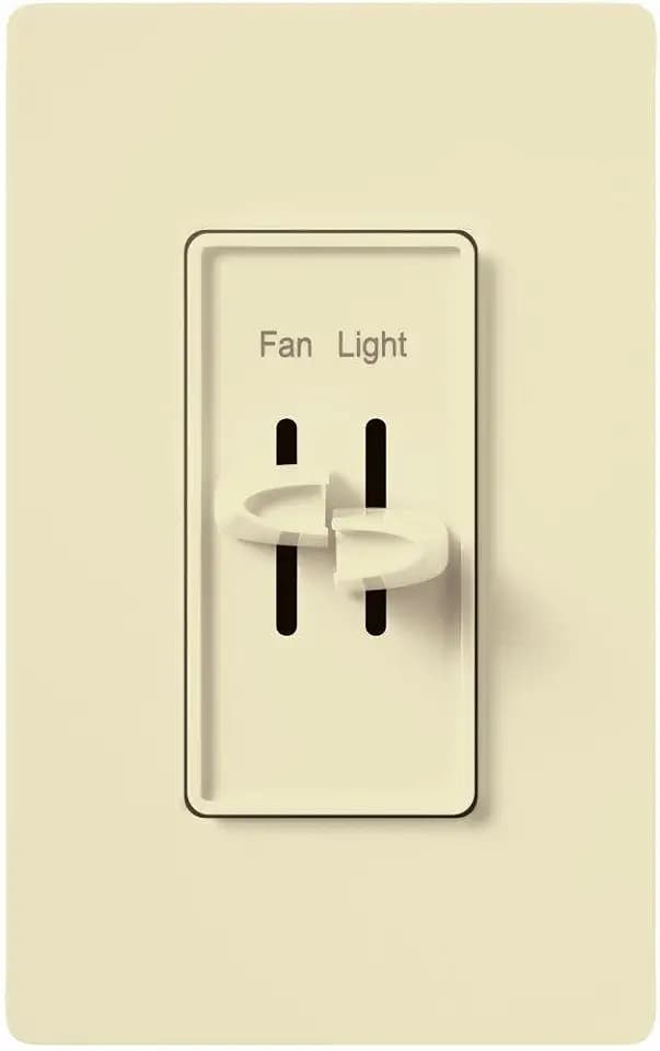Lutron Skylark 3-Speed Combination Fan and Light Control, 1.5 Amp, Single-Pole, S2-LFSQH-WH, Almond