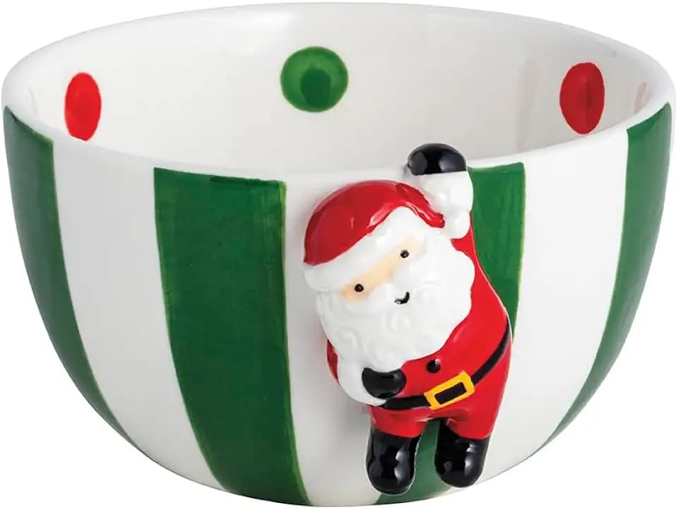 Mud Pie Christmas Hanging Santa Candy Tidbit Bowl